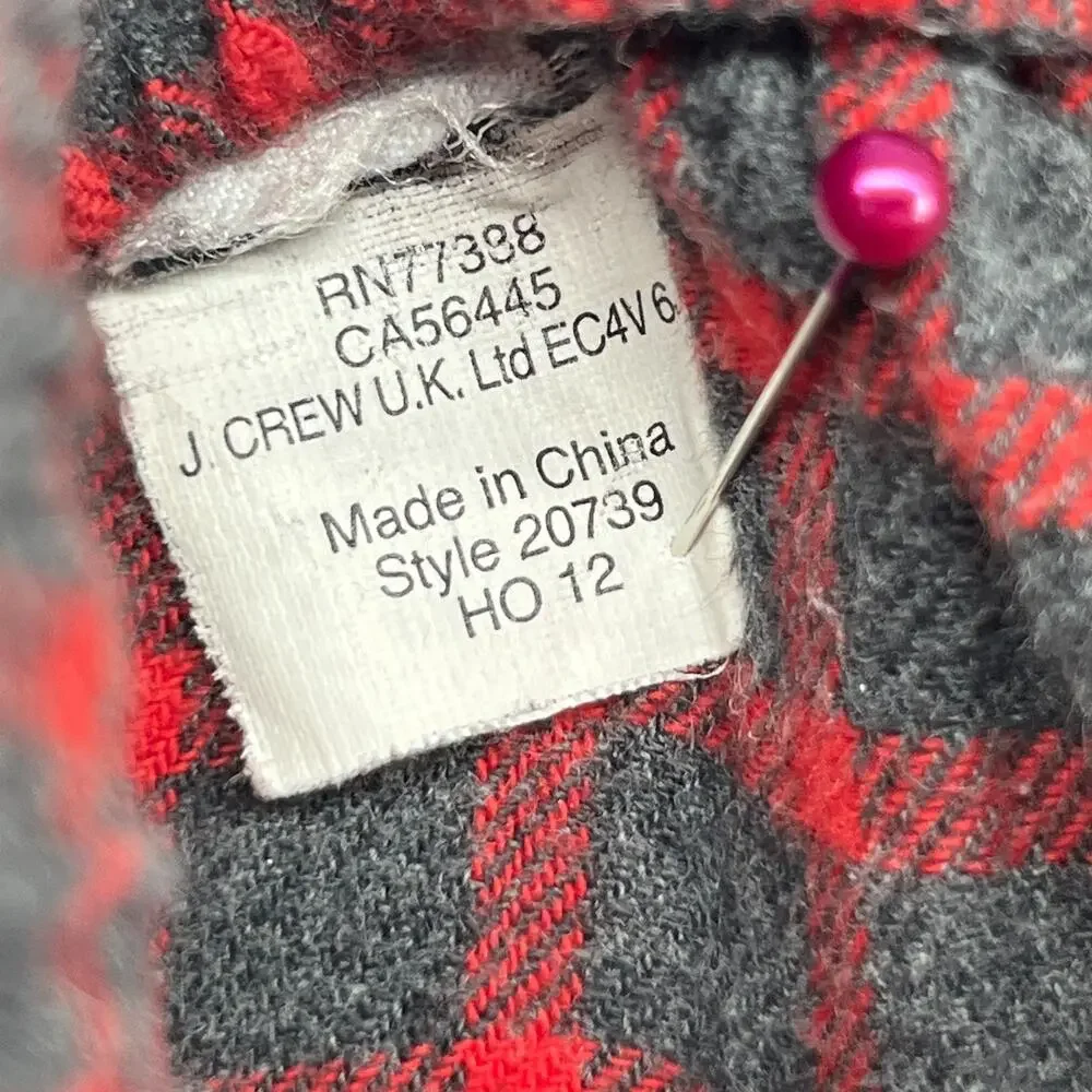 J.CREW Pajama Pants Mens M Flannel Check Lounge PJ Drawstring Cotton Gray